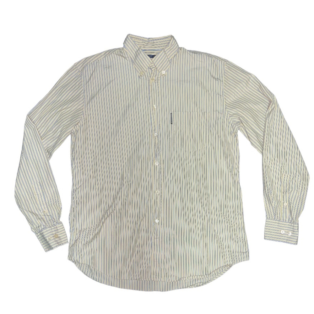 Valentino Jeans Shirt Button Up Pin Stripe Size XL Light Yellow desginer
